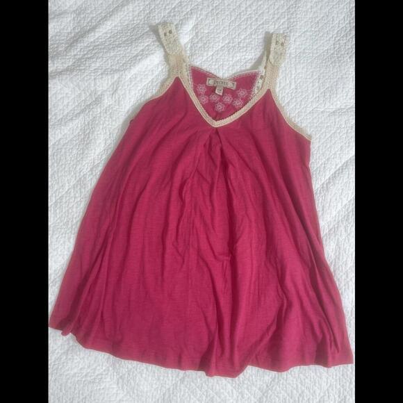 DECREE Pink Sleeveless with Crochet Trim  TANK TOP  SIZE MEDIUM (a68) - Picture 1 of 2